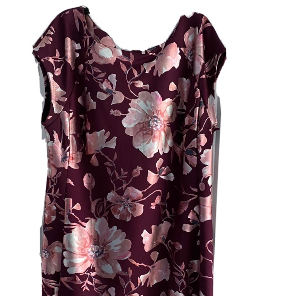 Beige by ECI Burgandy Floral Sheath Pencil Dress for Women, 16W